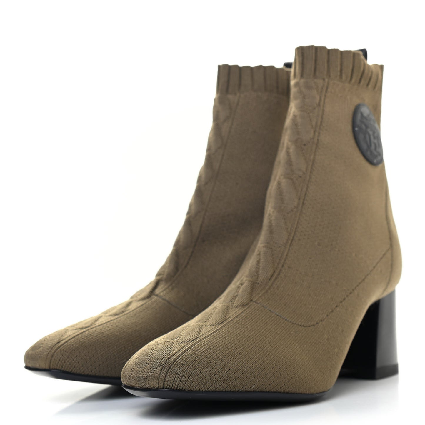 Knit Calfskin Volver 60 Ankle Boots 37.5 Vert Sapin
