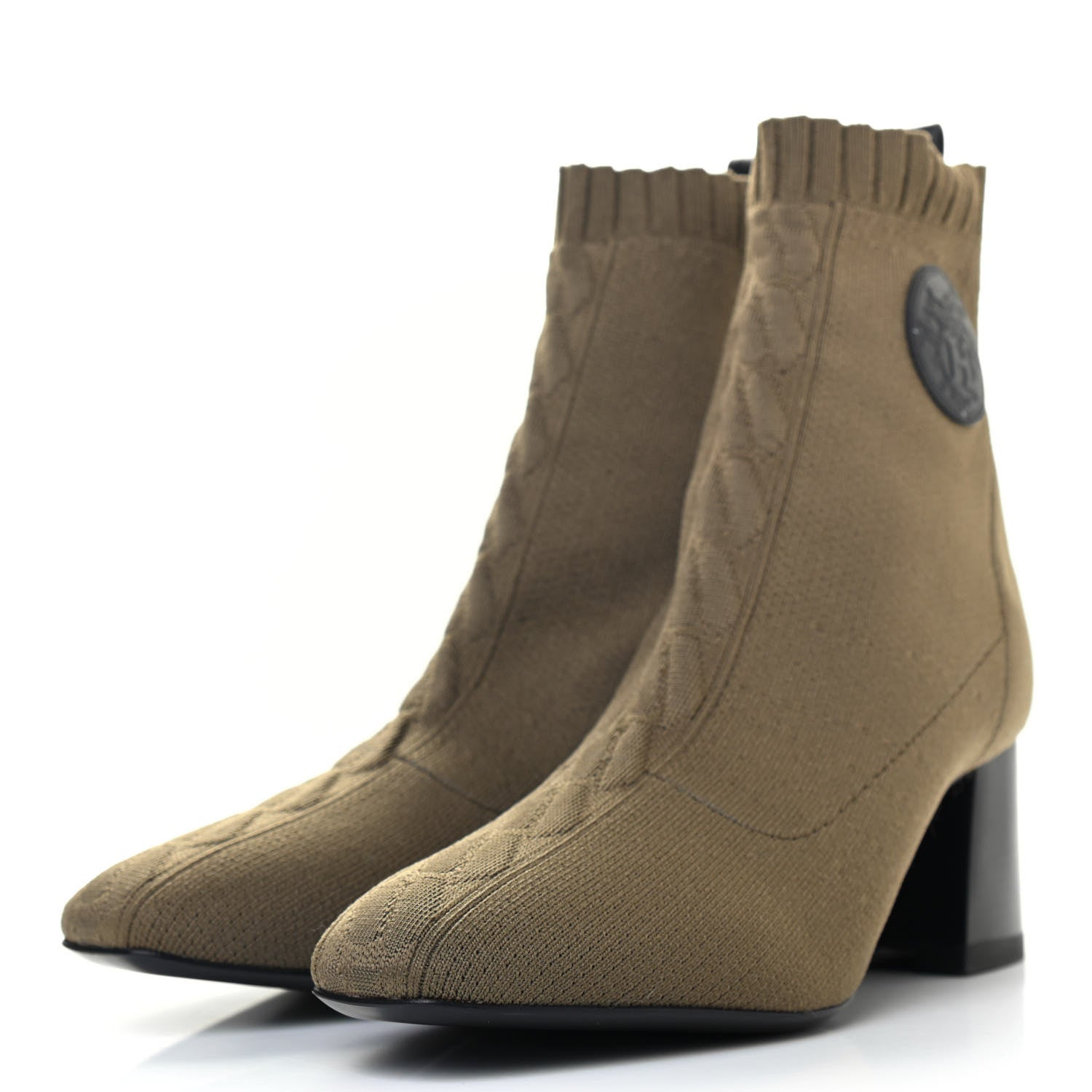 Hermes Knit Calfskin Volver 60 Ankle Boots 37.5 Vert Sapin 3 of 8