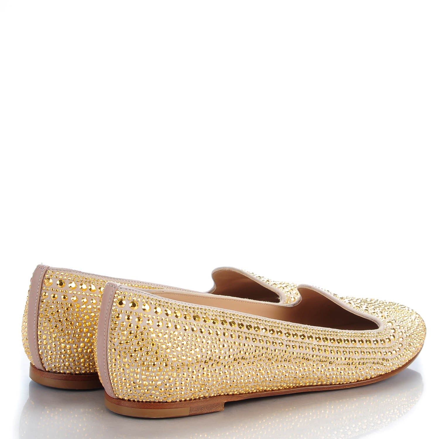 Valentino Garavani Studded Belgian Loafer Flats 38.5 Gold 4 of 9