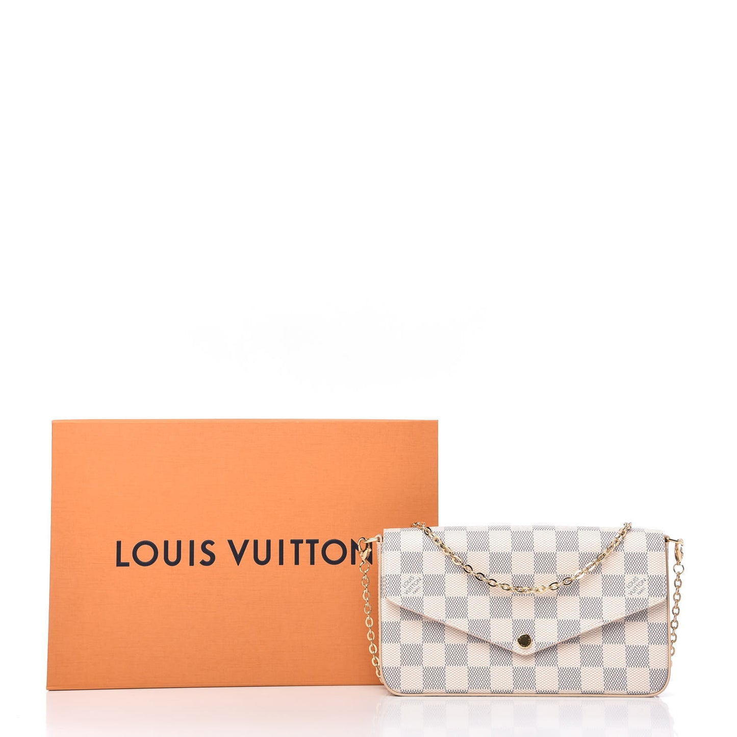 Damier Azur Pochette Felicie Chain Wallet Rose Ballerine