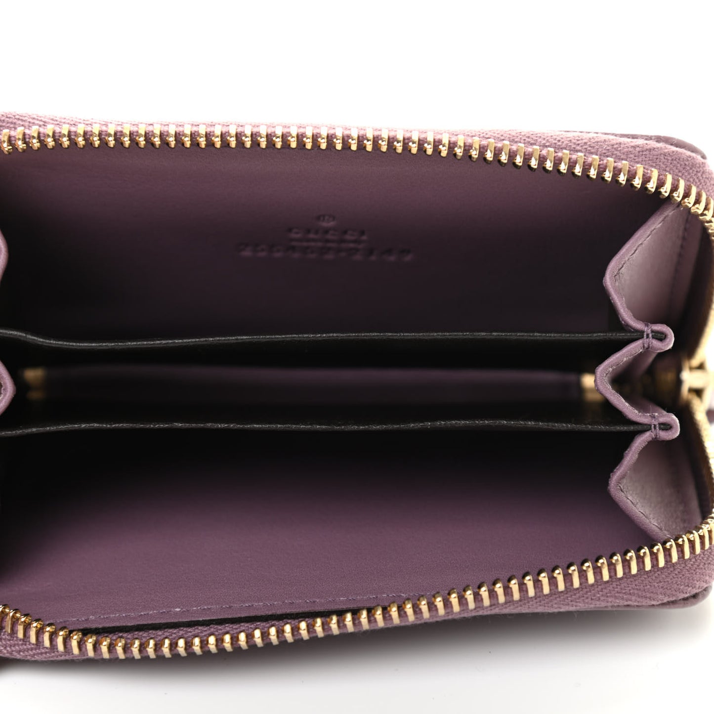 Patent Microguccissima Zip Around Card Case Mauve