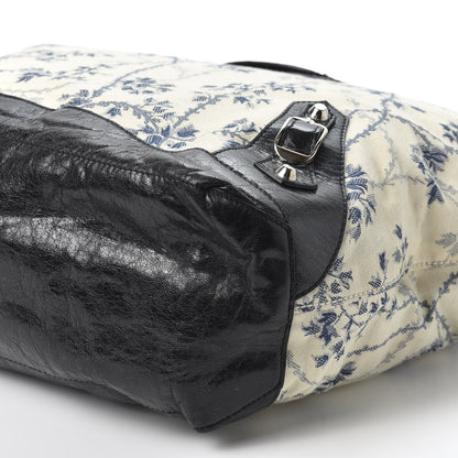 Balenciaga Chevre Toile De Jouy Floral Classic Silver Hardware Day Hobo Black 6 of 9