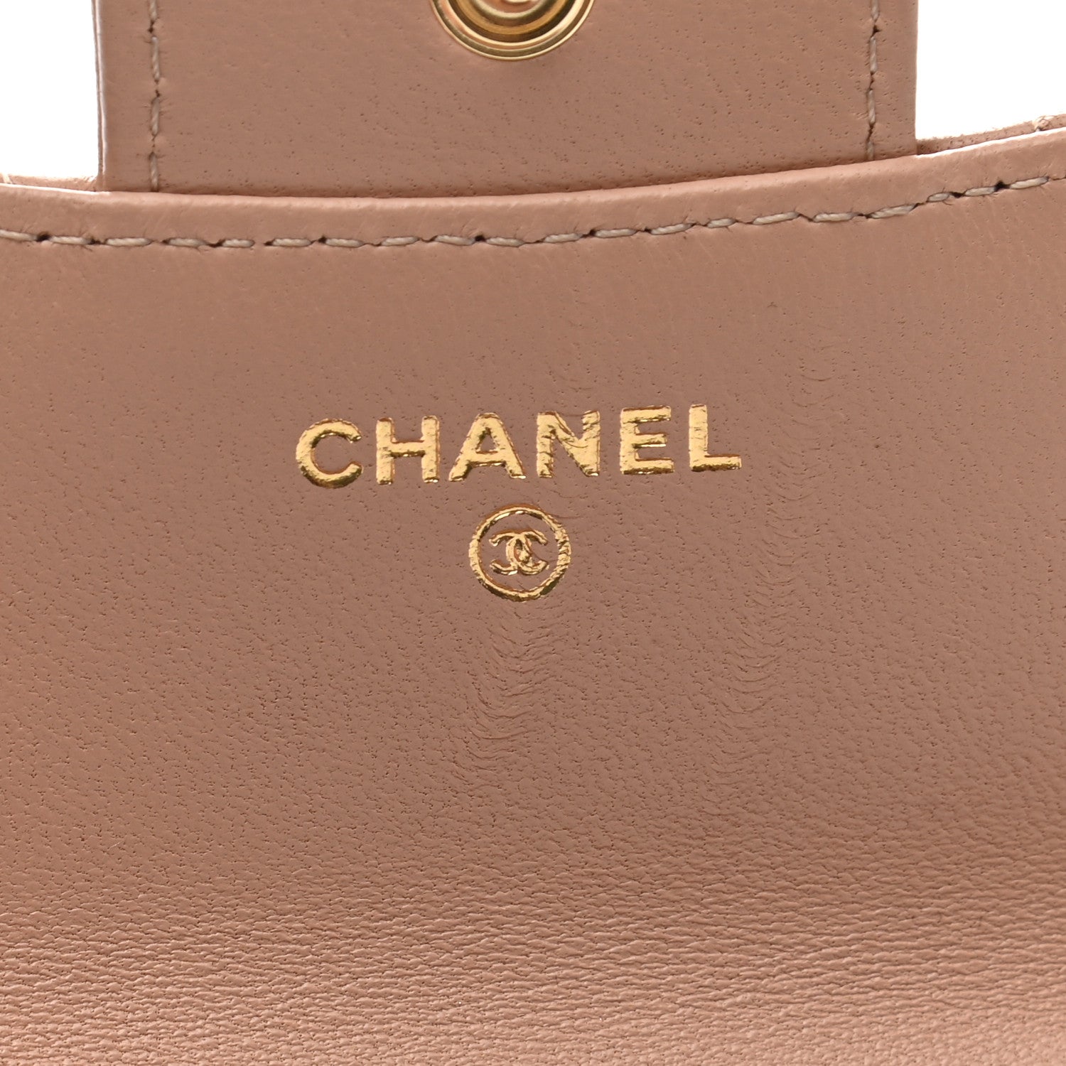 Chanel Lambskin Quilted Top Handle Flap Coin Purse With Chain Beige 6 of 11