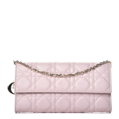 Christian Dior Lambskin Cannage Lady Dior Rendezvous Wallet On Chain Light Pink 1 of 9