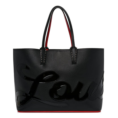 Christian Louboutin Calfskin Patent Logo Spikes East West Cabata Tote Black 2 of 18