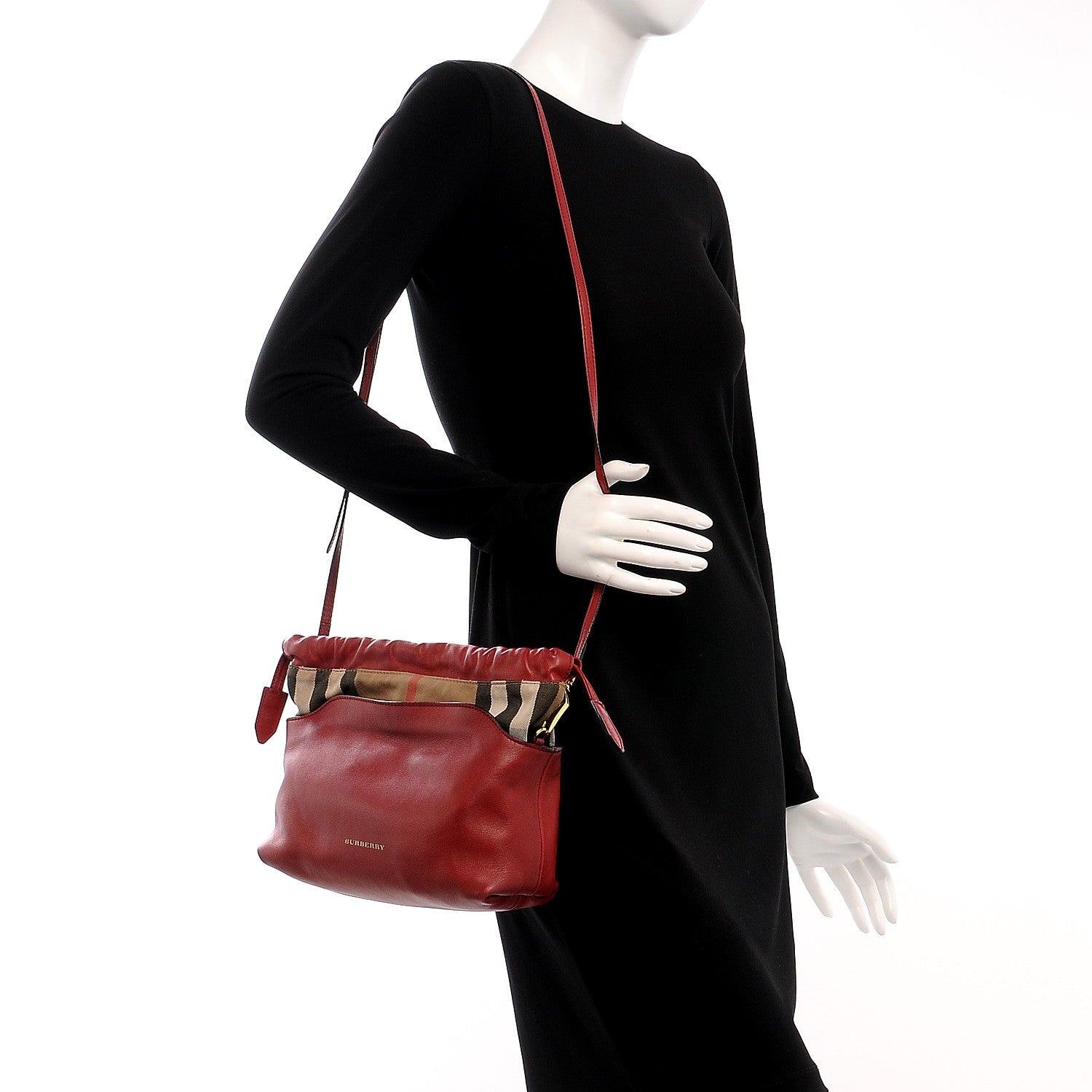 Burberry Calfskin House Check Little Crush Military Red 2 of 14