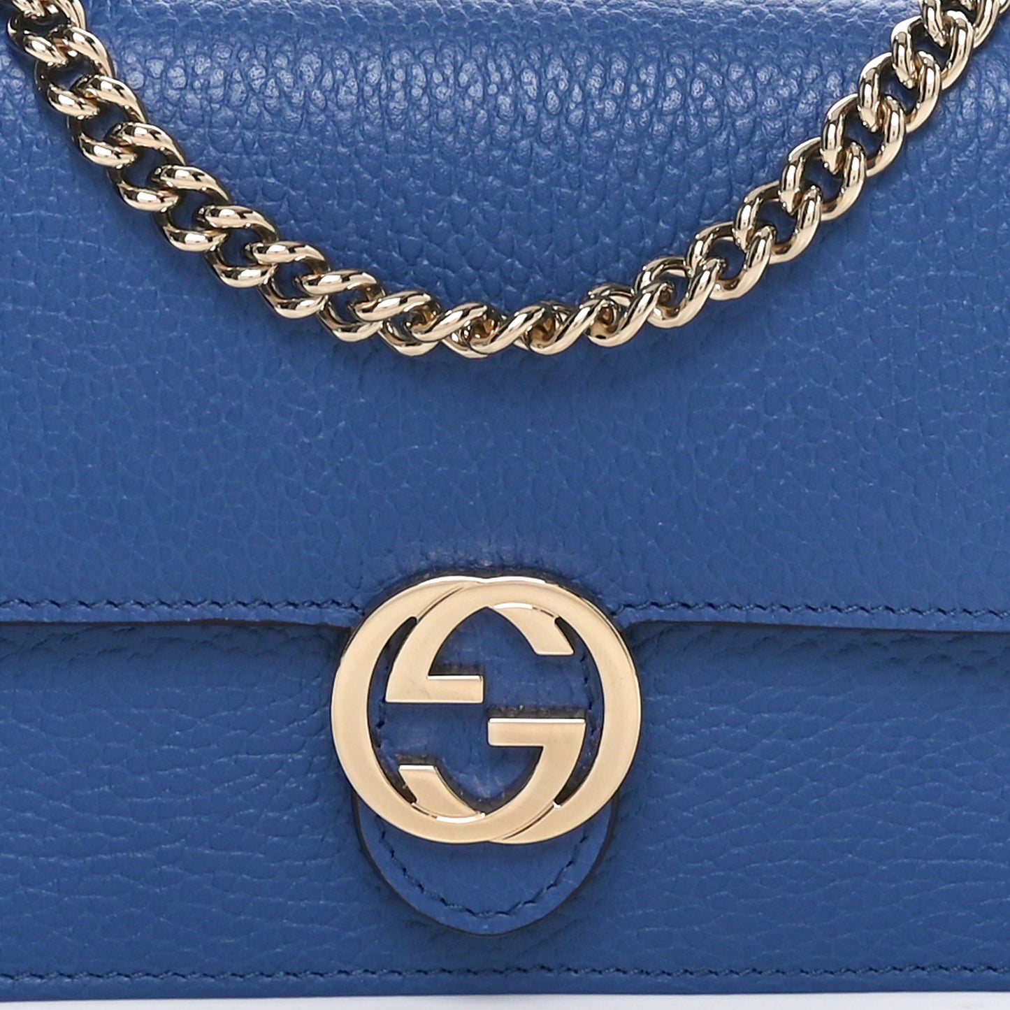 Dollar Calfskin Interlocking G Chain Wallet Caspian