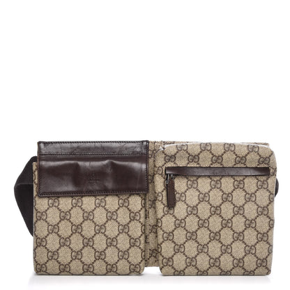 Gucci GG Monogram Double Pocket Belt Bag Dark Brown 1 of 8