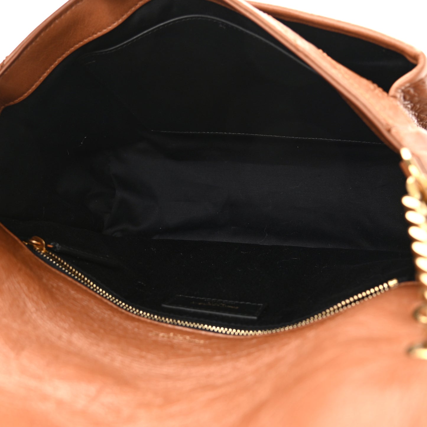 Crinkled Calfskin Matelasse Monogram Medium Niki Chain Satchel Caramel