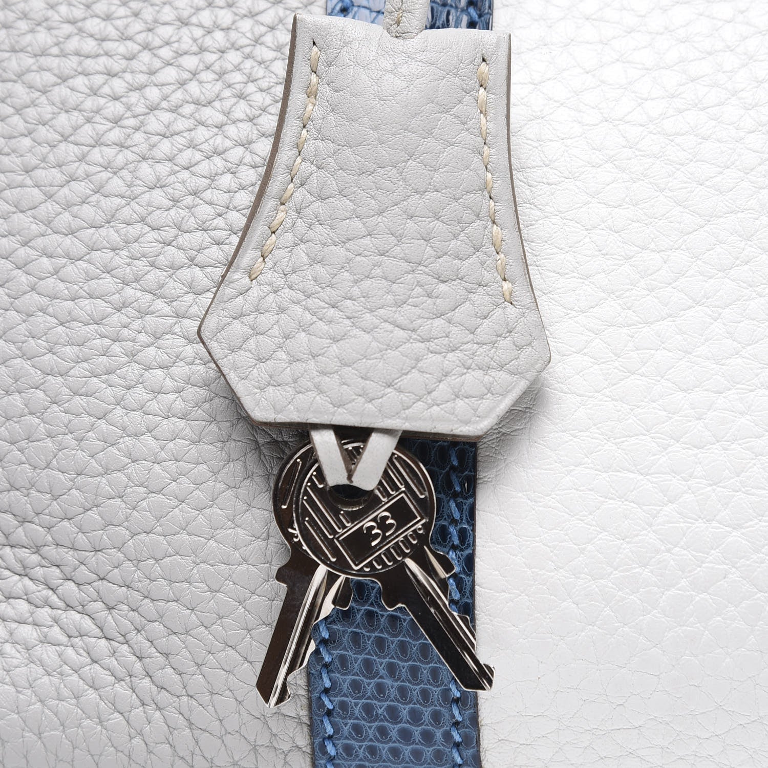 Hermes Taurillon Clemence Lizard Club Birkin 35 Gris Perle White Mykonos 29 of 31