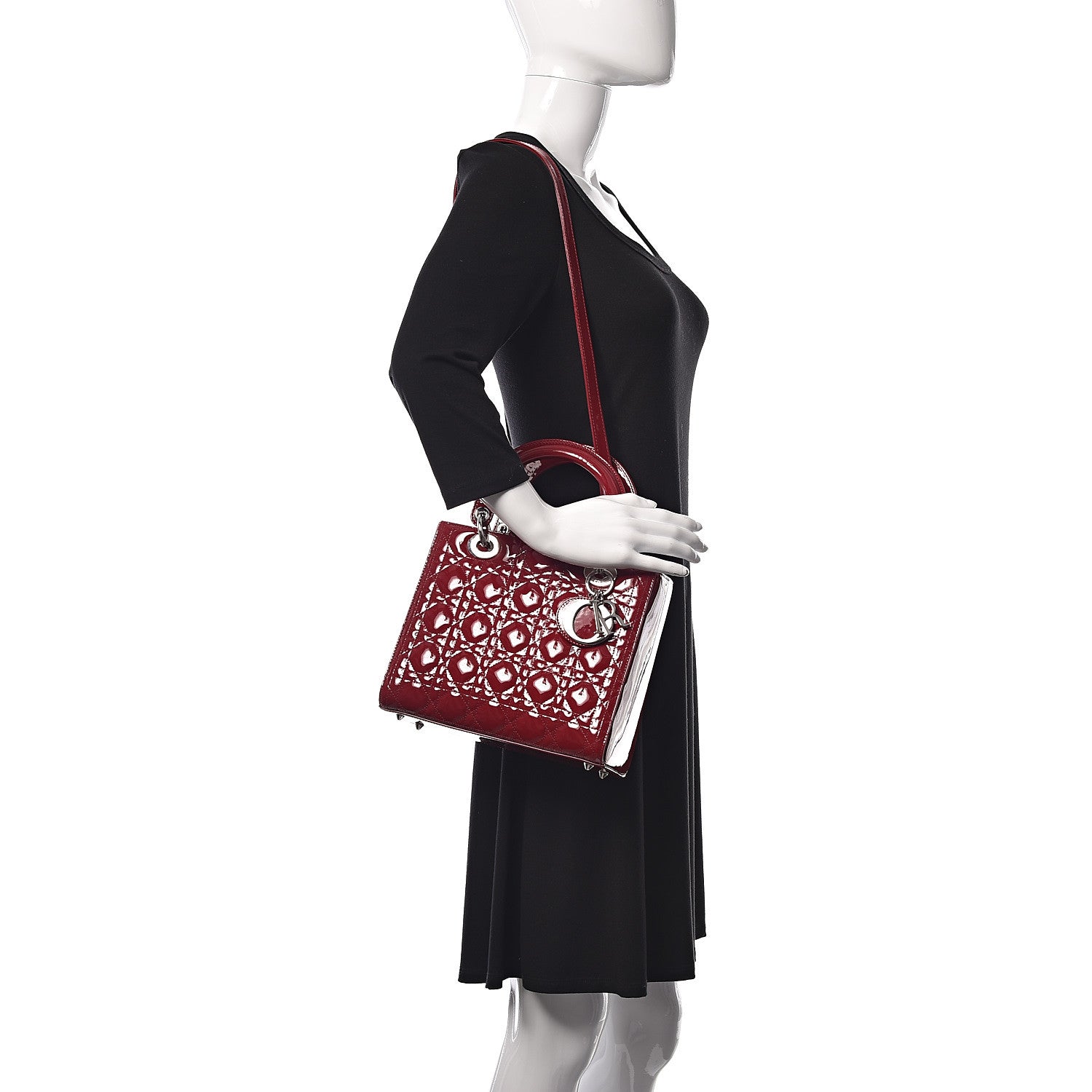 Christian Dior Patent Cannage Medium Lady Dior Red 2 of 10
