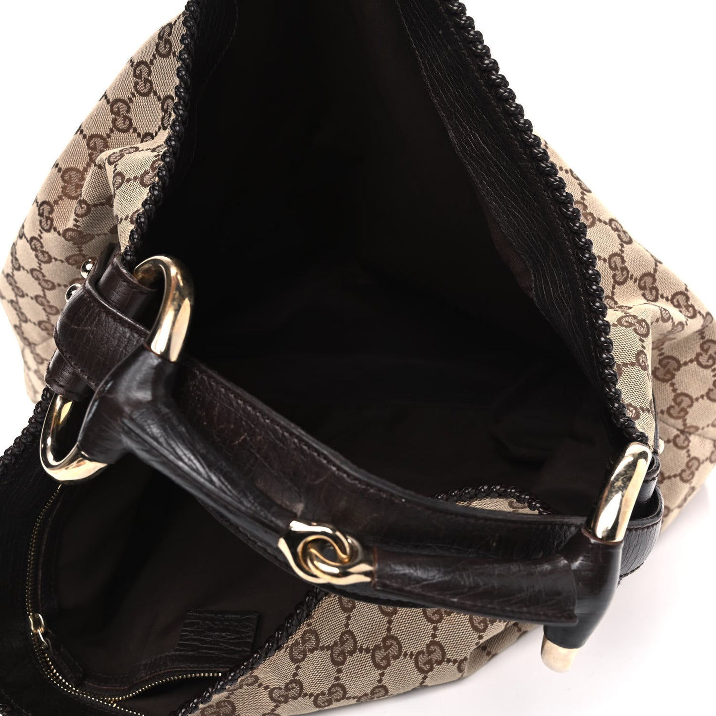 Monogram Large Horsebit Chain Hobo Dark Brown