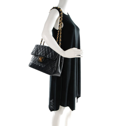 Chanel Lambskin Quilted XL Jumbo Single Flap Black 2 of 10