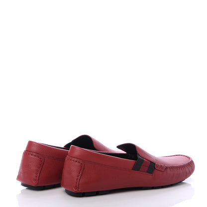 Gucci Calfskin Web Mens Driver Loafers 8 Red 4 of 6