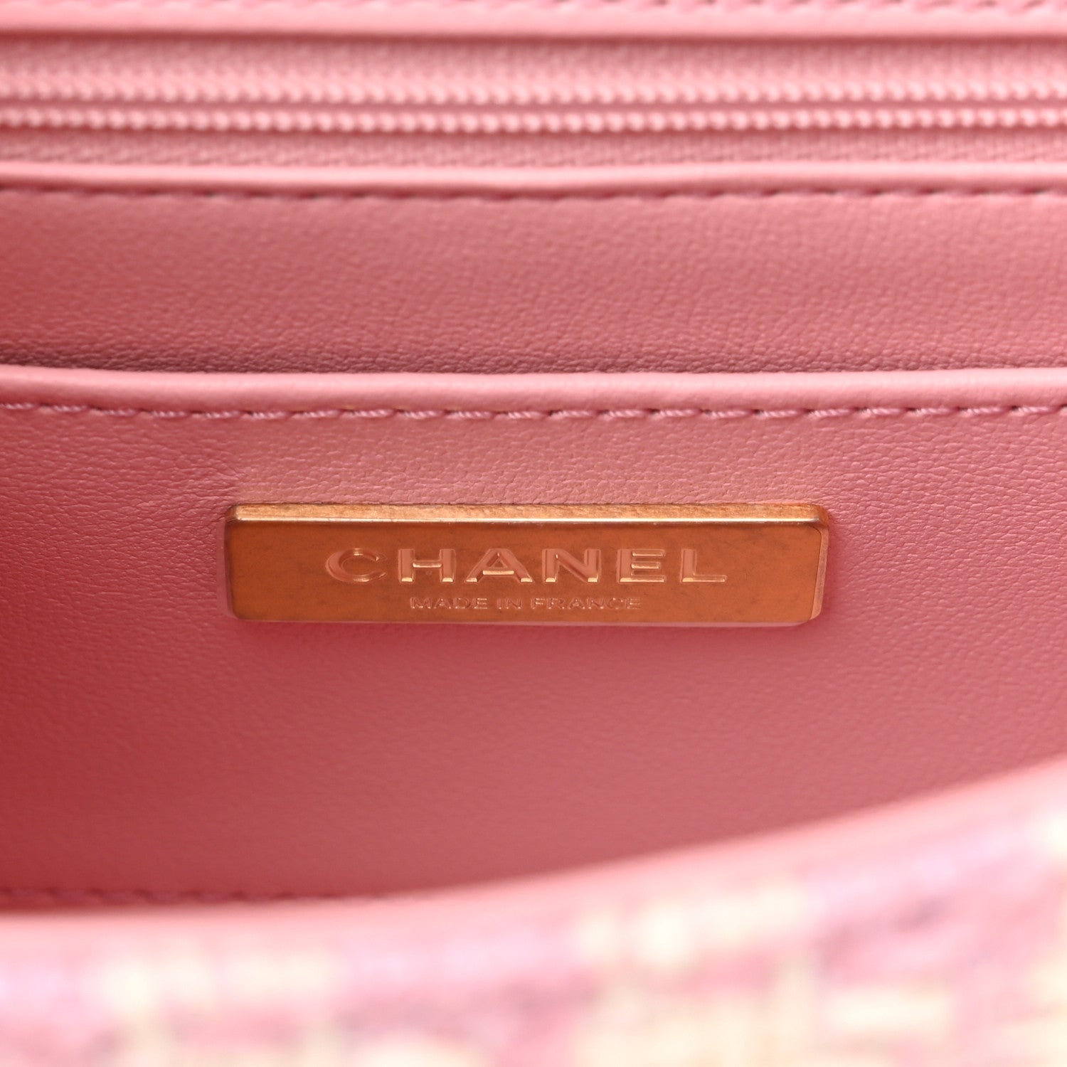 Chanel Tweed Handle Crush Top Handle Flap Bag Pink Ecru 6 of 11