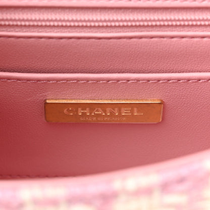 Chanel Tweed Handle Crush Top Handle Flap Bag Pink Ecru 6 of 11