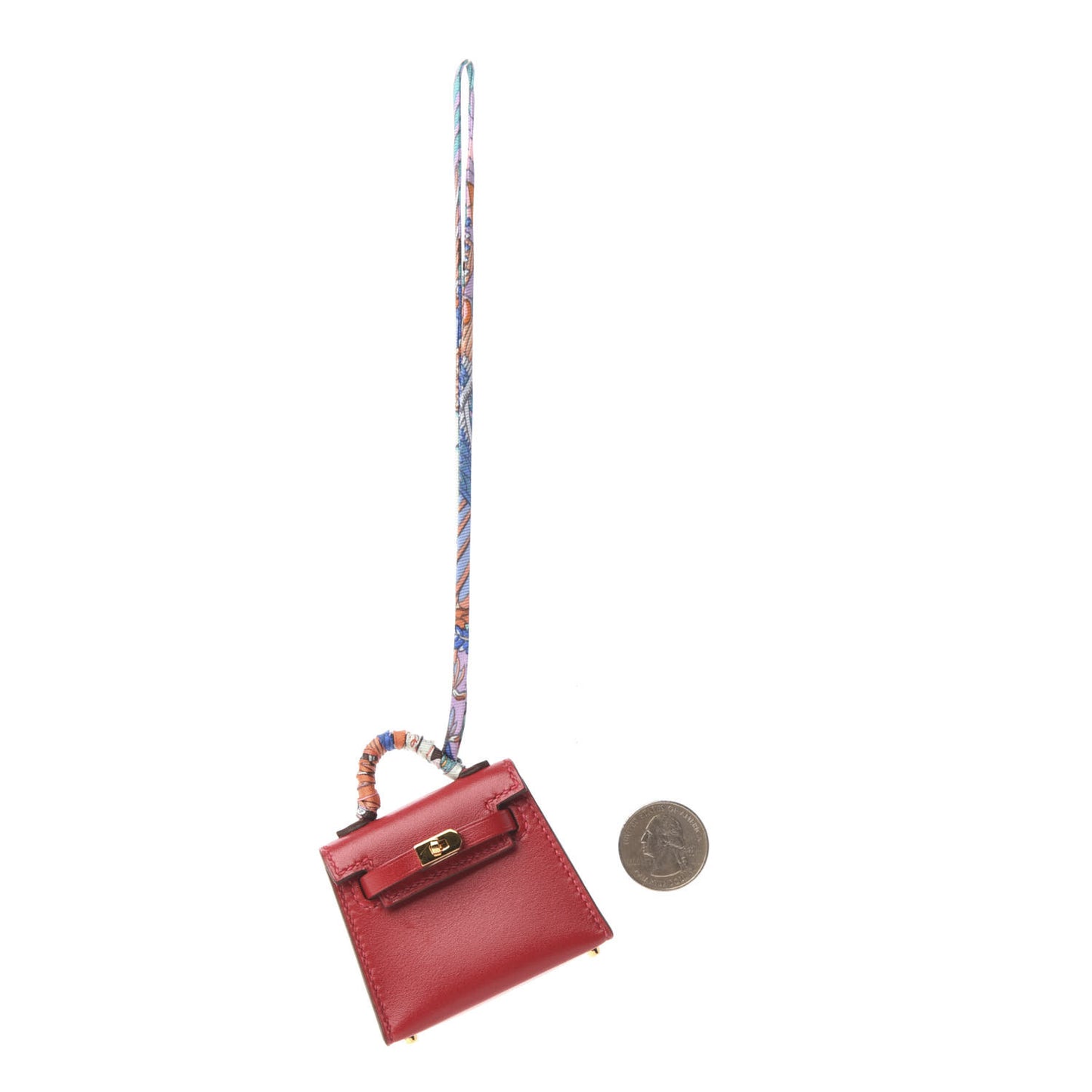 Tadelakt Mini Kelly Twilly Bag Charm Rouge Vif