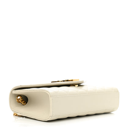 Saint Laurent Grain De Poudre Textured Mixed Matelasse Triquilt Small Monogram Satchel Crema Soft 4 of 8
