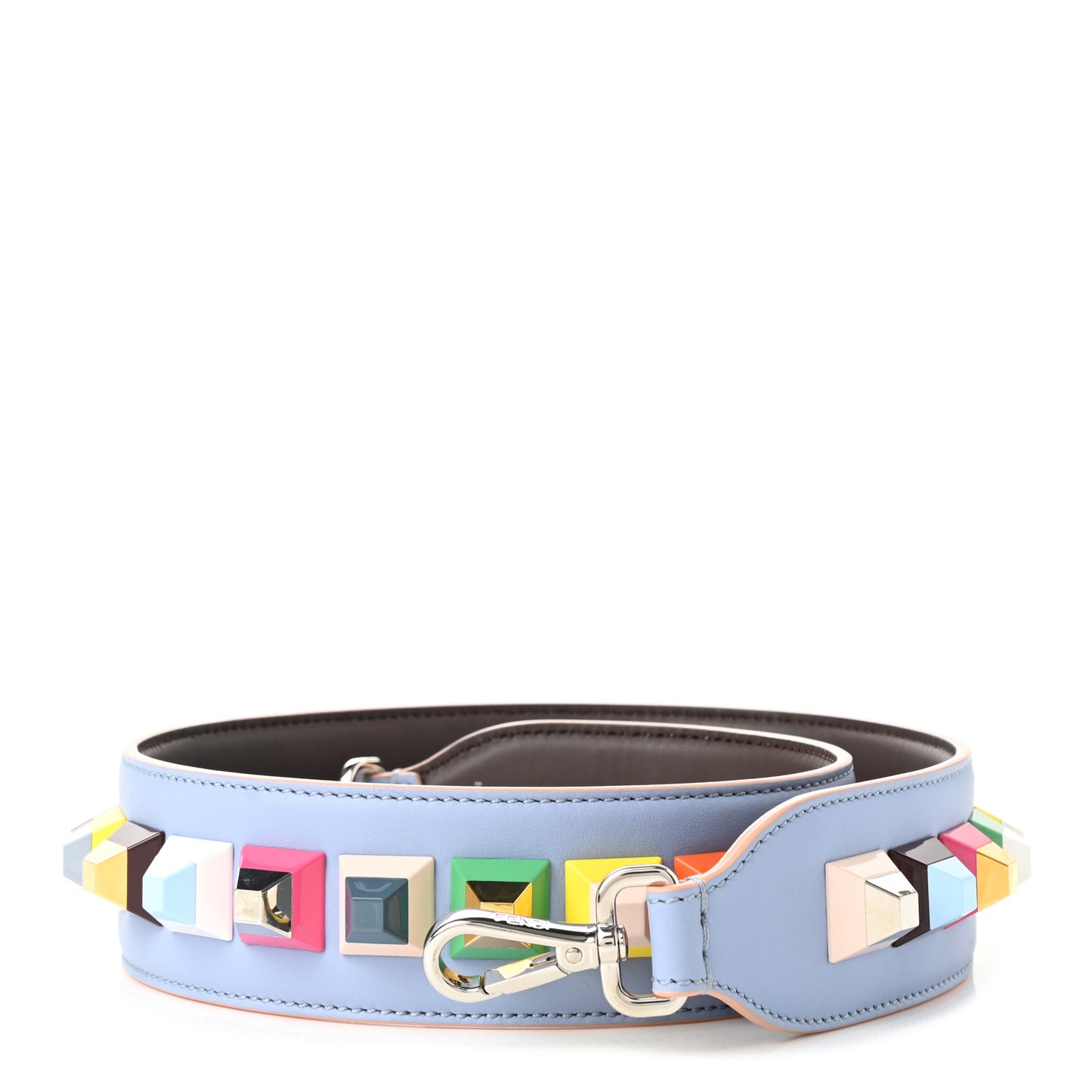 Vitello Century Plexiglass Bi-Color Studded Strap You Azzurro Sky Multicolor