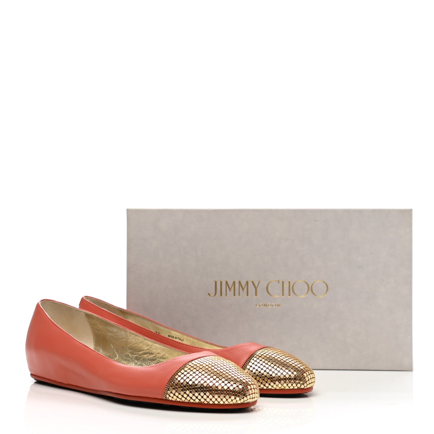 Nappa Metal Mesh Waine Ballet Flats 39 Agate Gold