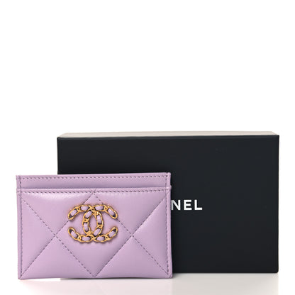 Chanel Lambskin Quilted Chanel 19 Card Holder Light Purple 9 of 9