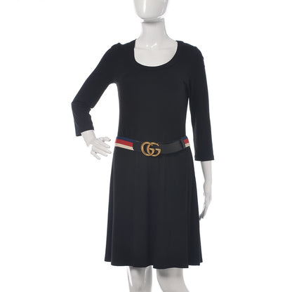 Gucci Nylon Calfskin Sylvie Web Double G 40mm Belt 85 34 Mystic White Hibiscus Red Maritime Black 2 of 5