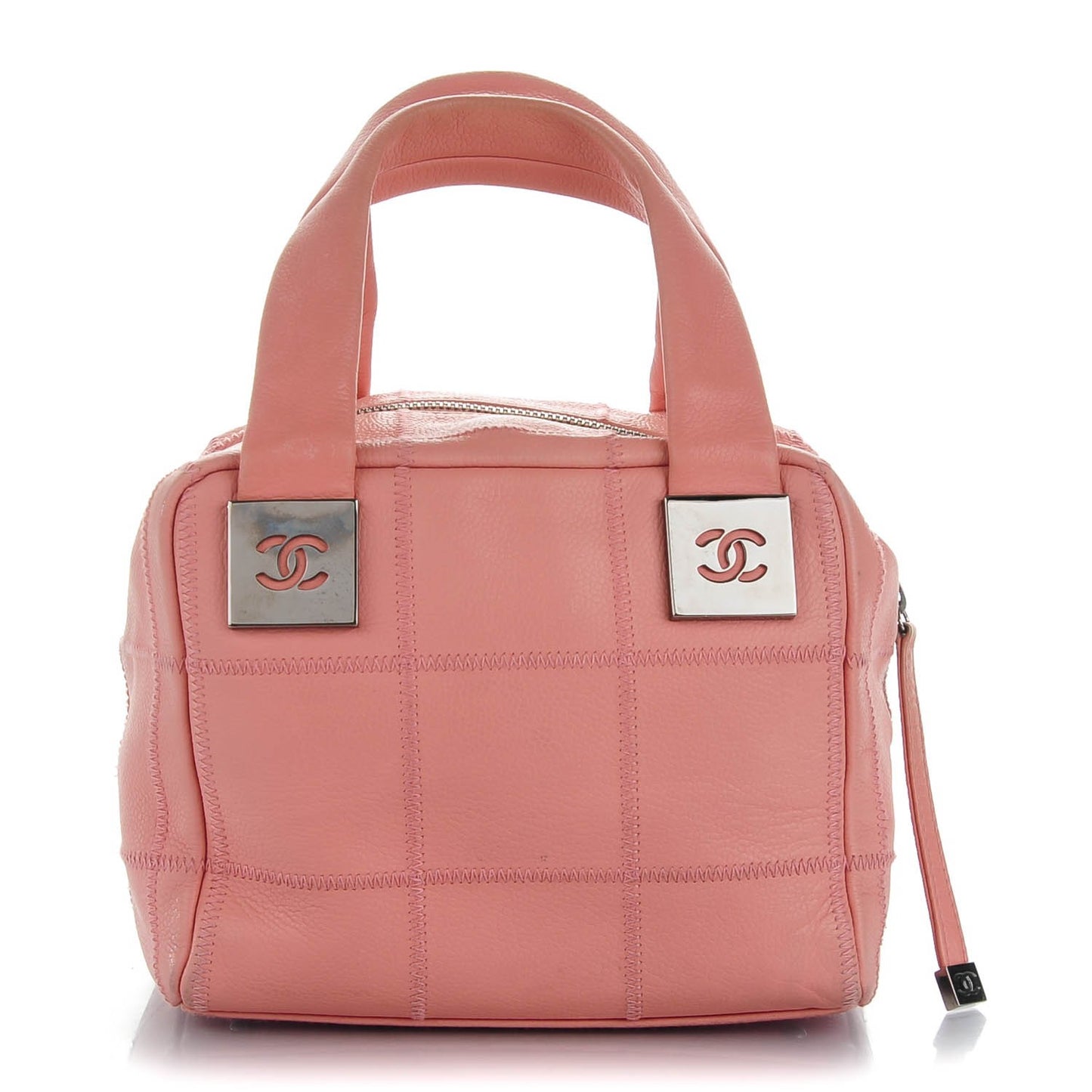 Caviar Square Stitched Tote Pink