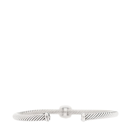 David Yurman Sterling Silver 18K Gold Blue Topaz 4mm Cable Classics Station Bracelet 3 of 5