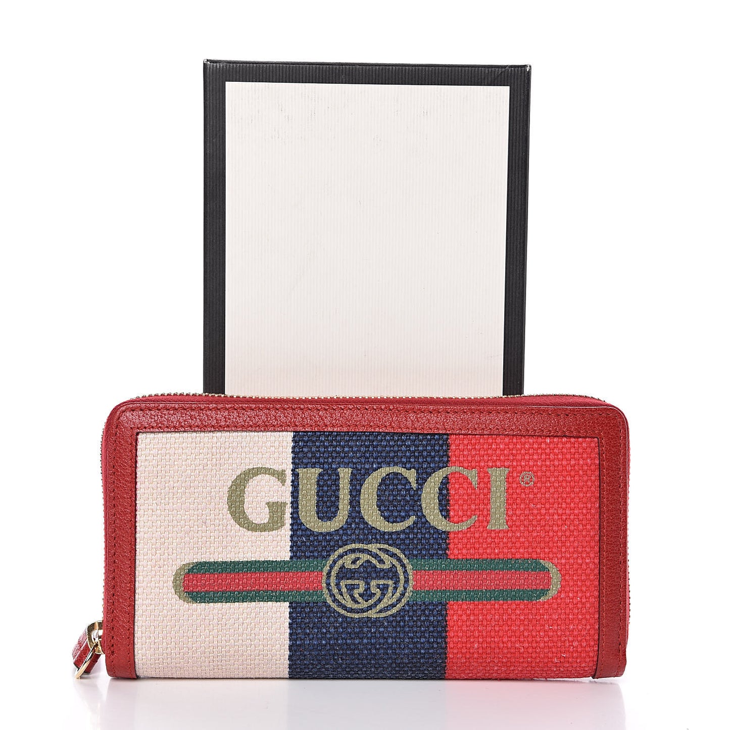 Canvas Sylvie Stripe Logo Zip Around Wallet Mystic White Hibiscus Red Maritime
