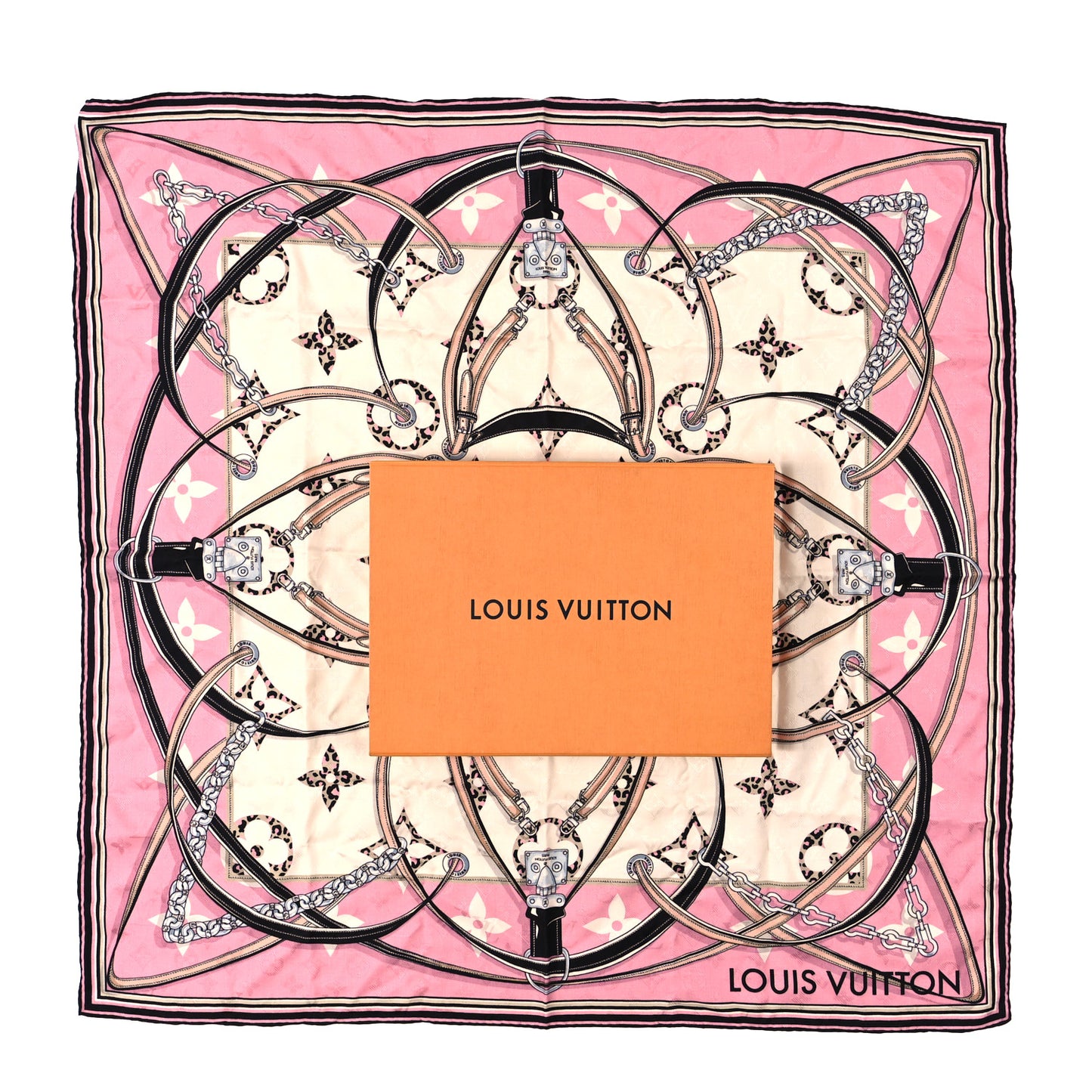 Silk Monogram My Everything Square Scarf Cream