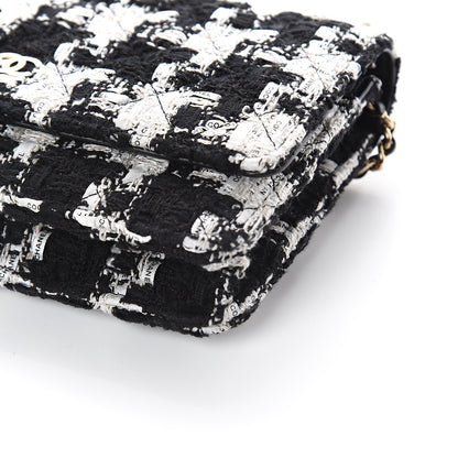 Chanel Tweed Quilted Wallet On Chain WOC Black Ecru White 9 of 9