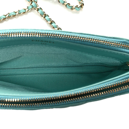 Chanel Caviar Quilted Small Clutch With Chain Light Blue 4 of 9