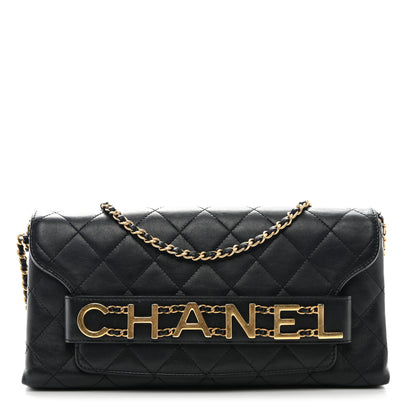 Chanel Calfskin Quilted Enchained Clutch Black 1 of 10