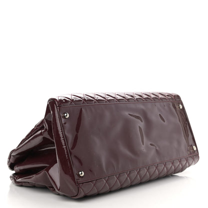 Chanel Patent Quilted Maxi Just Mademoiselle Bowling Bag Burgundy 4 of 11