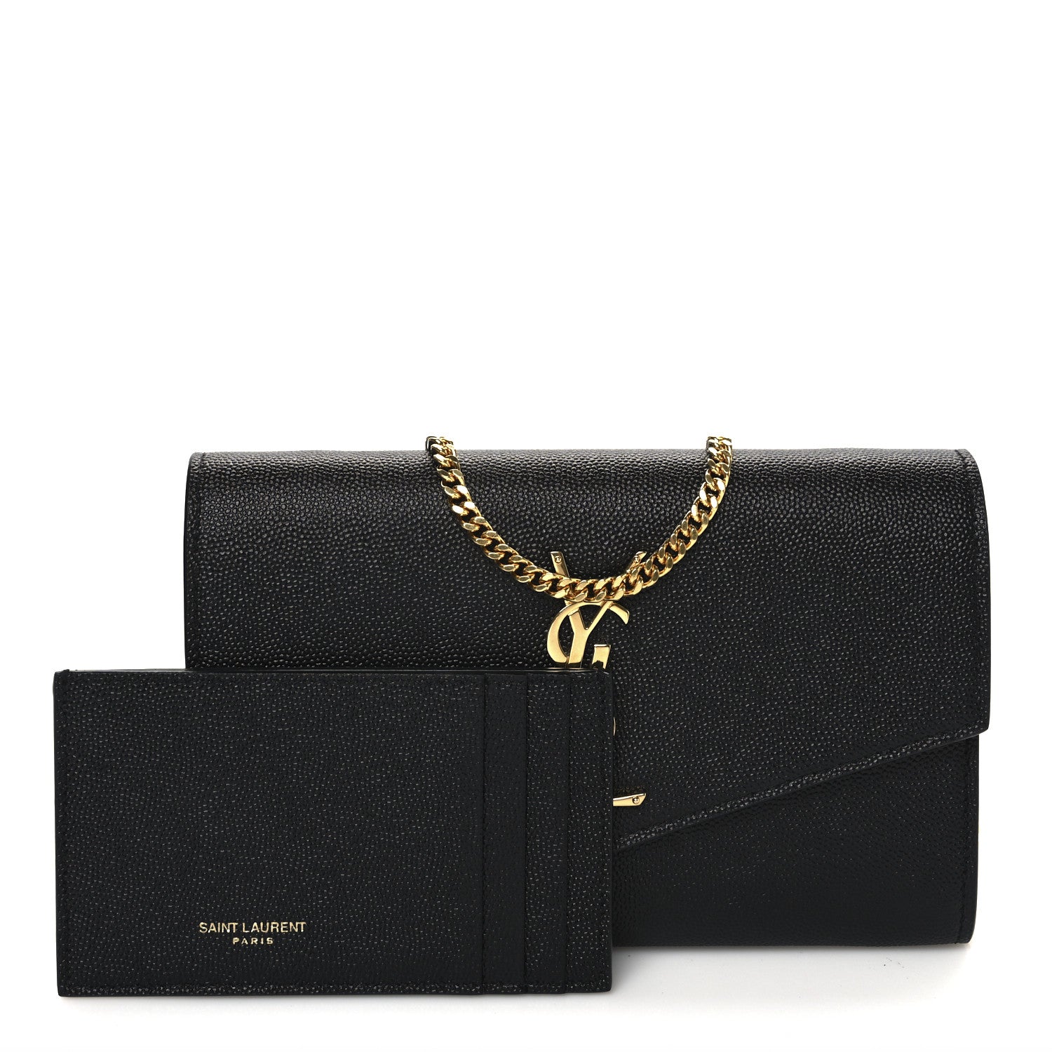 Saint Laurent Grain De Poudre Uptown Chain Wallet Black 3 of 10