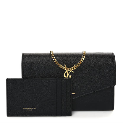 Saint Laurent Grain De Poudre Uptown Chain Wallet Black 3 of 10