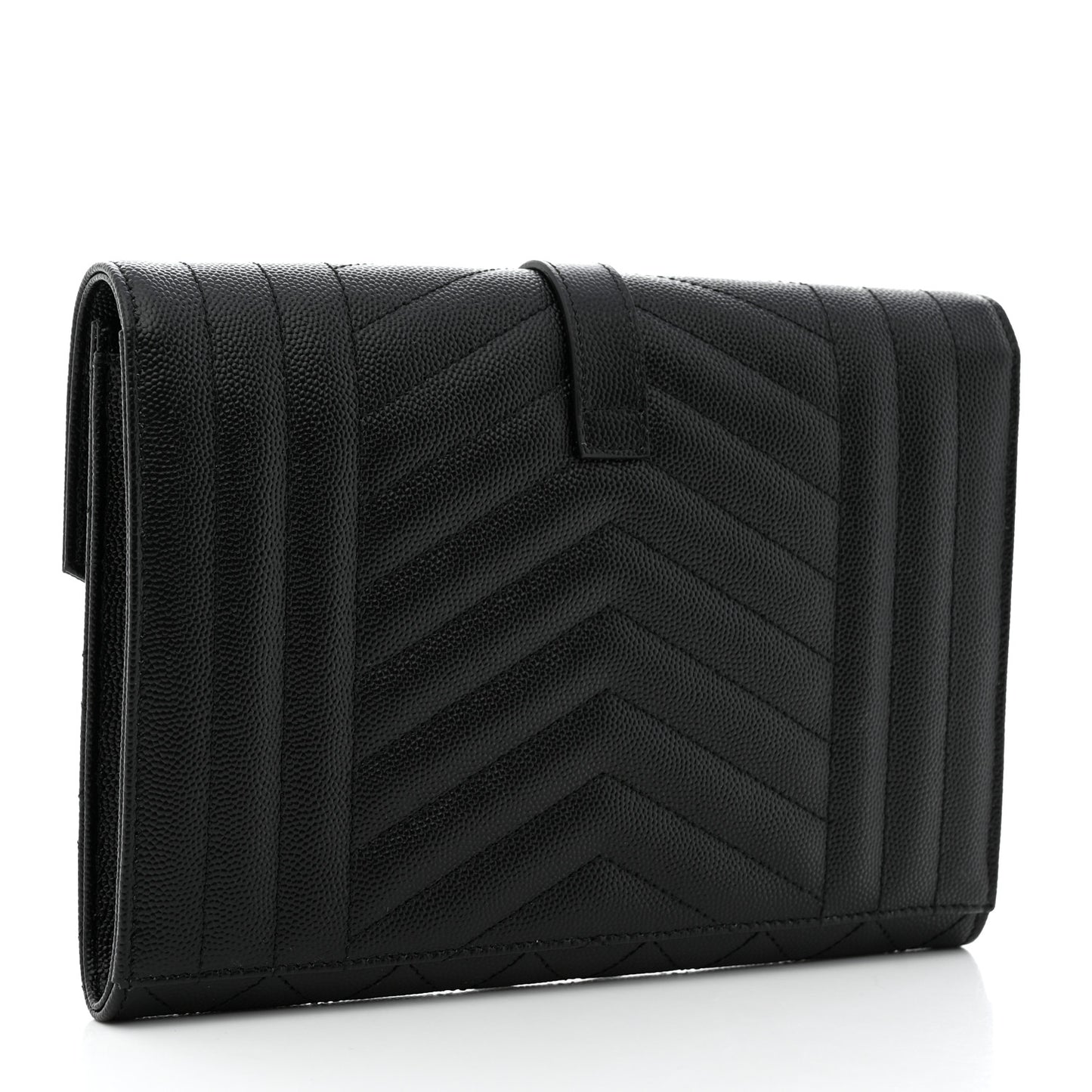 Grain De Poudre Textured Mixed Matelasse Triquilt Monogram Clutch Black