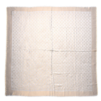 Louis Vuitton Monogram Silk Wool Shine Shawl Beige 1 of 4