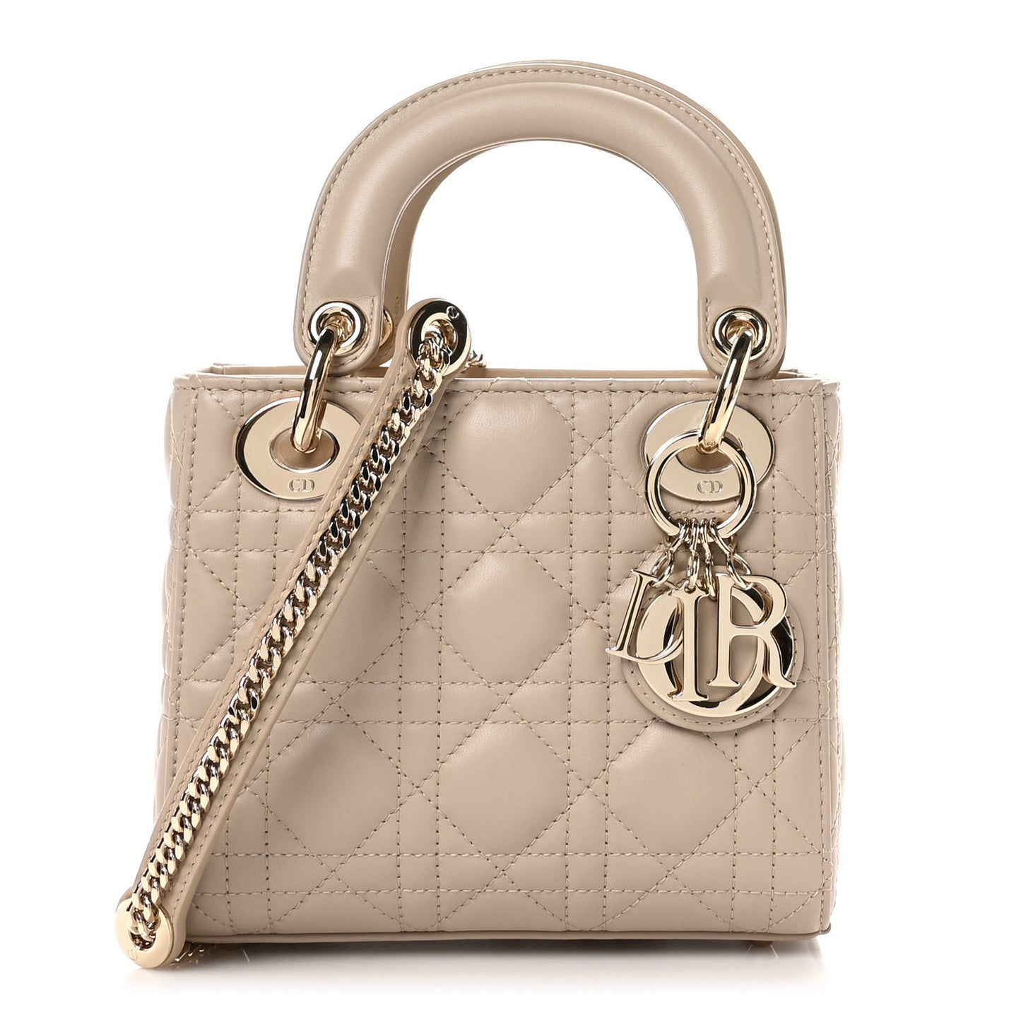 Lambskin Cannage Mini Lady Dior Sand