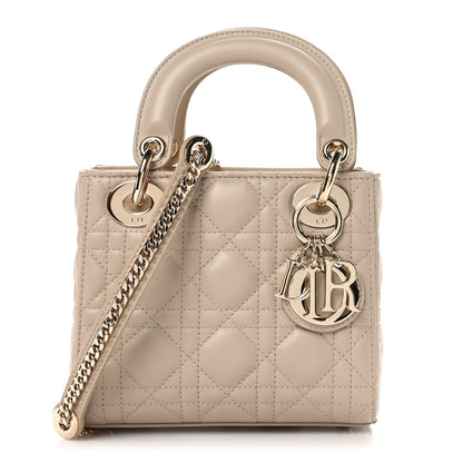 Christian Dior Lambskin Cannage Mini Lady Dior Sand 1 of 11