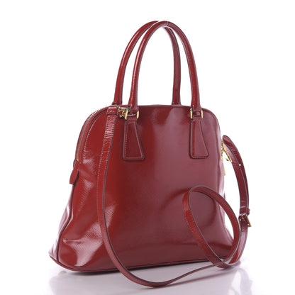Prada Saffiano Vernice Dome Tote Rosso 2 of 10
