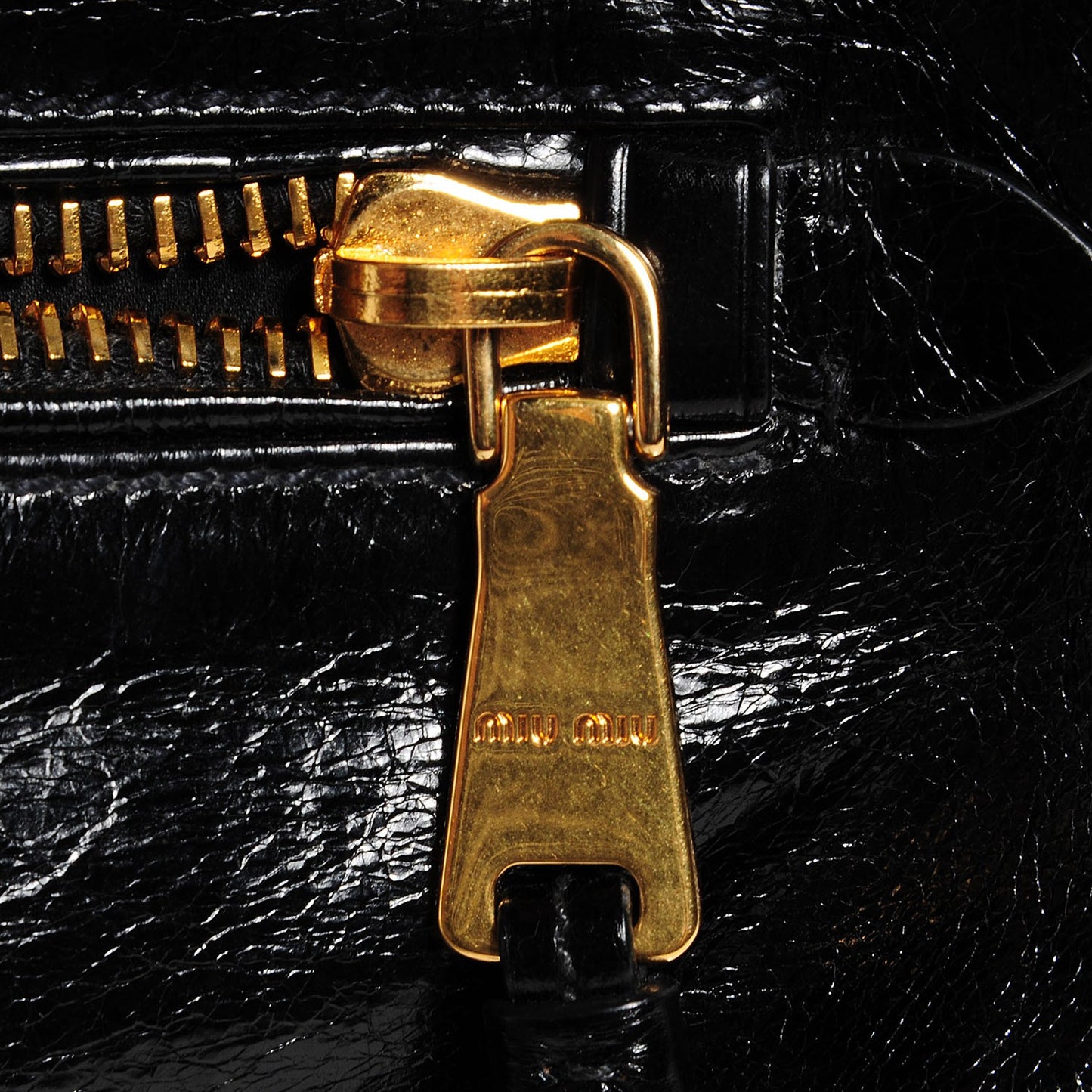Vitello Shine Zip Tote Nero Black