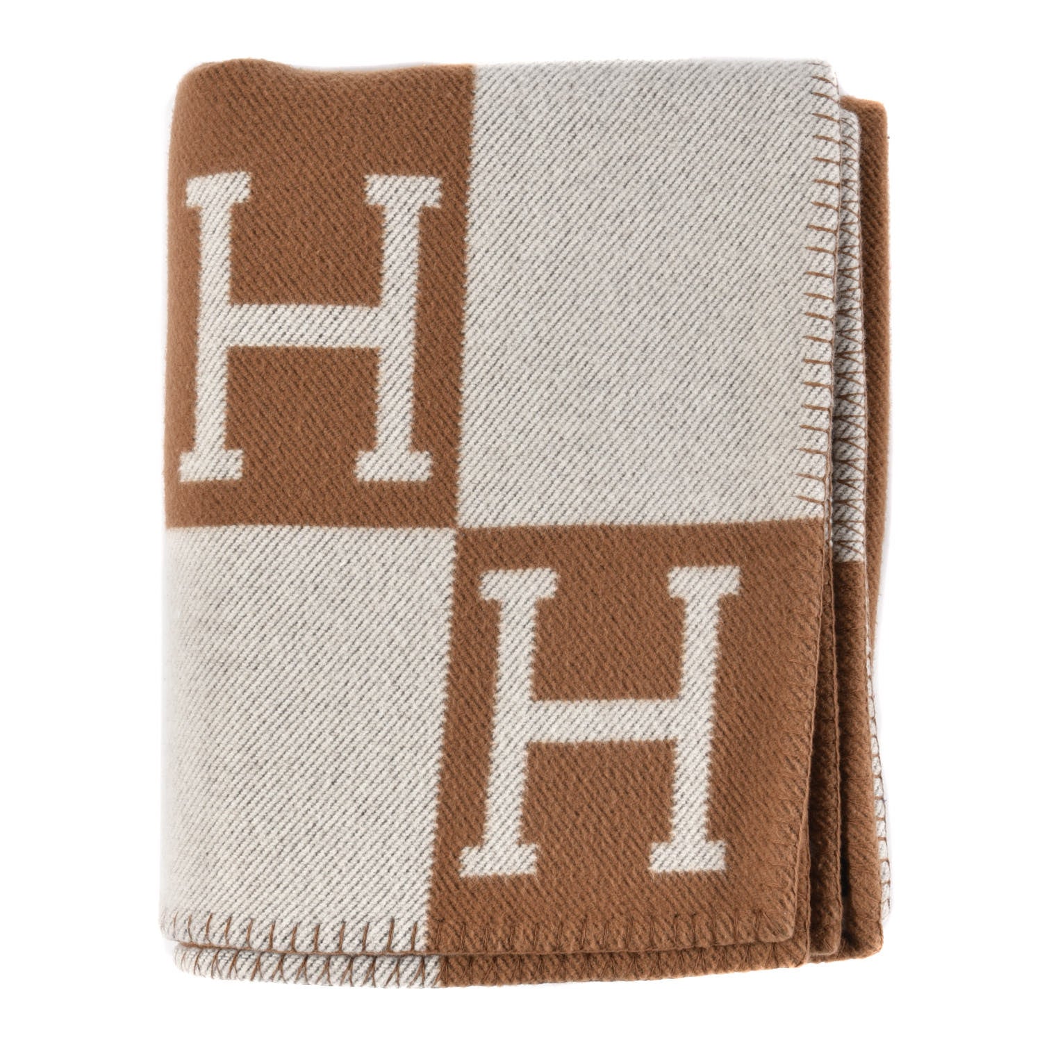 Hermes Wool Cashmere Avalon Blanket Ecru Camel 1 of 3