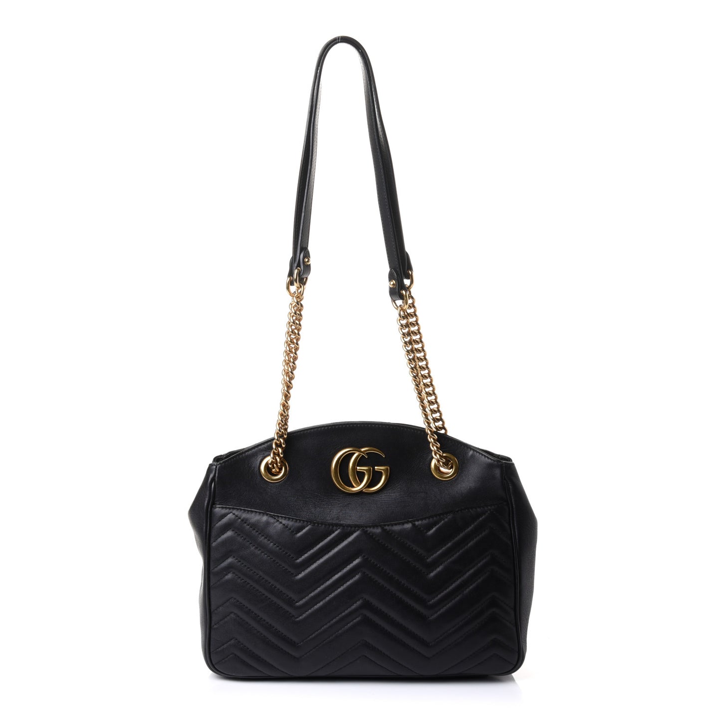 Calfskin Matelasse Medium GG Marmont Open Top Shoulder Bag Black