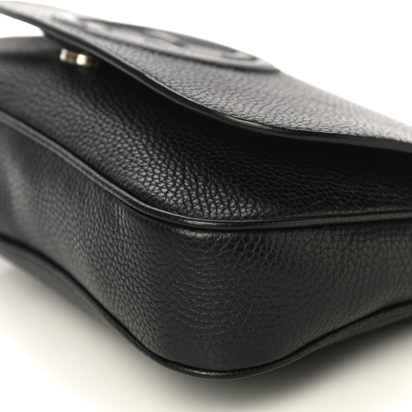 Pebbled Calfskin Medium Soho Flap Crossbody Black