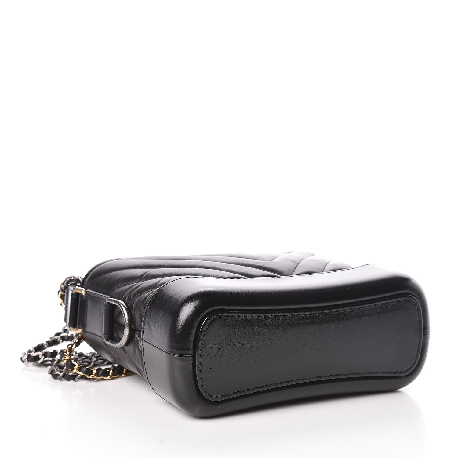 Chanel Aged Calfskin Chevron Quilted Small Gabrielle Hobo Black 4 of 12