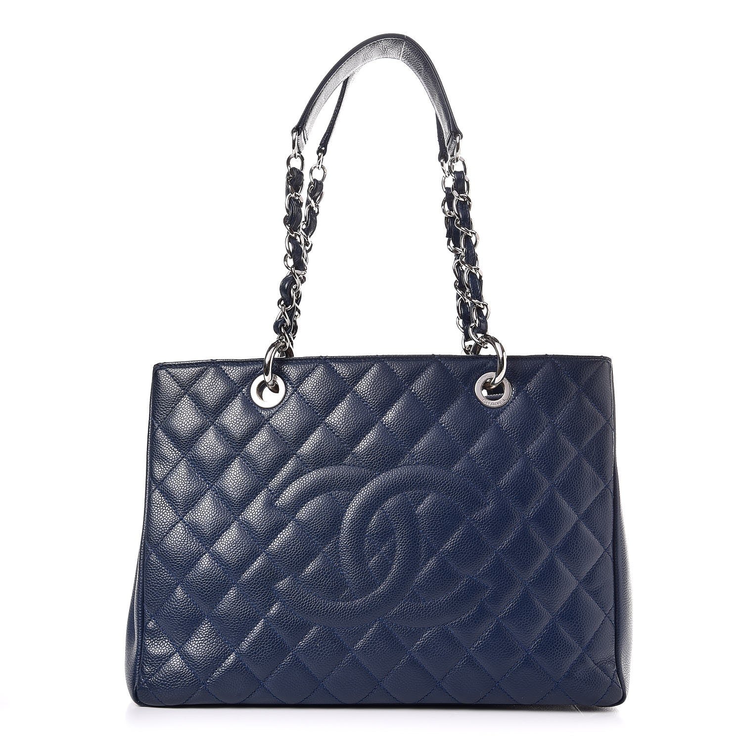 Chanel Caviar Quilted Grand Shopping Tote GST Dark Blue 1 of 7