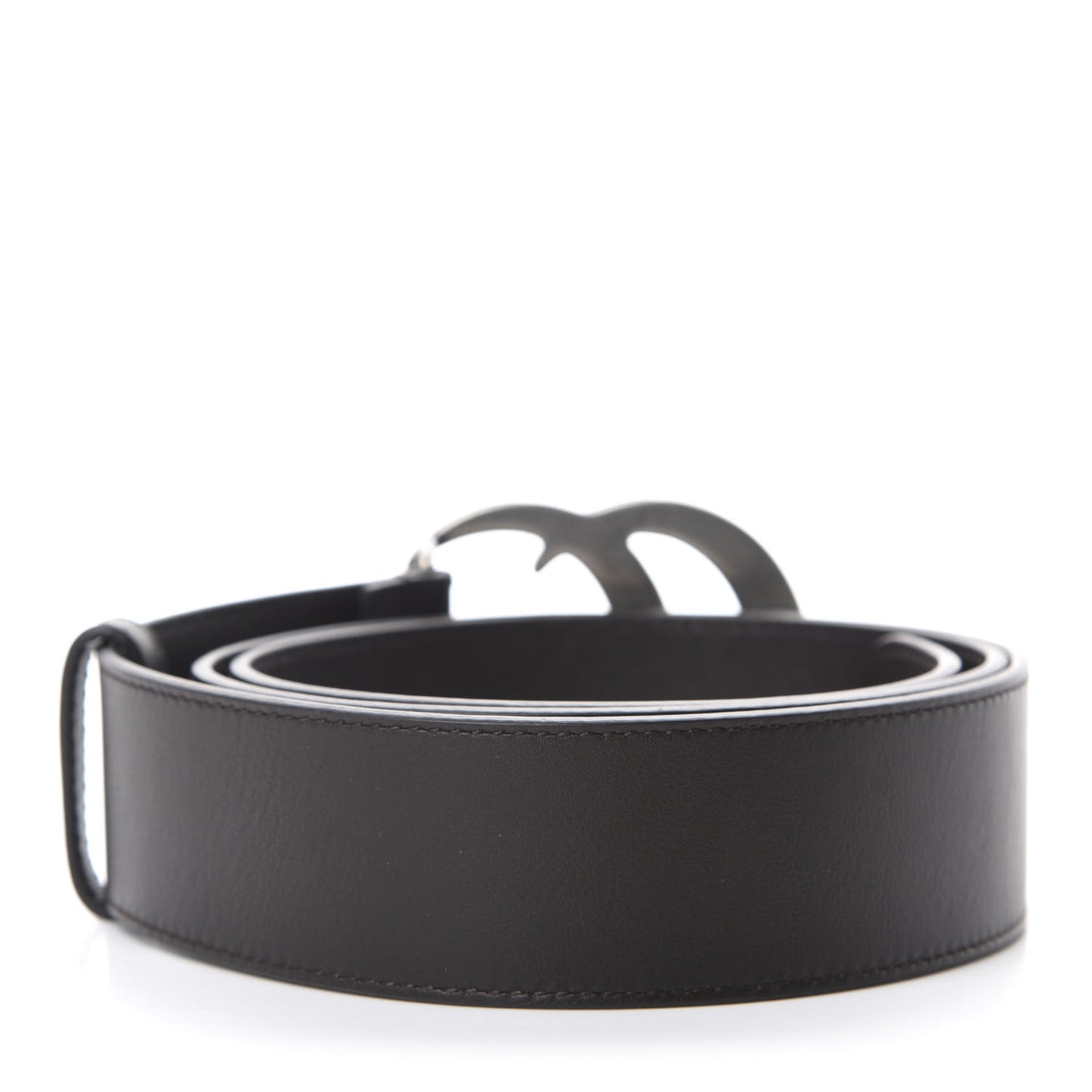 Moon Calfskin Nickel Double G 40mm Belt 95 38 Dark Cocoa