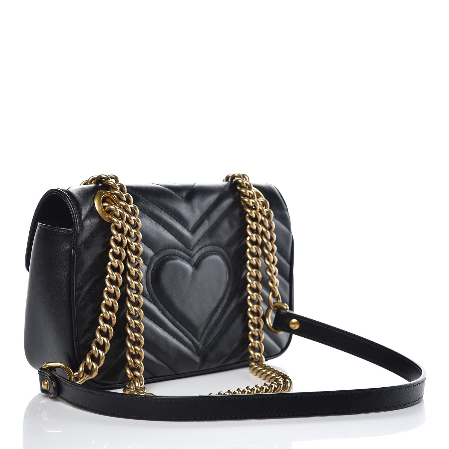 Gucci Calfskin Matelasse Mini GG Marmont Shoulder Bag Black 3 of 11