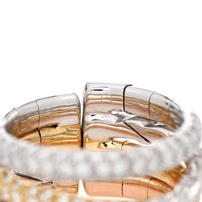 David Yurman 18K Yellow White Rose Gold Diamond Pave Flex Four-Row Ring 53 6.5 5 of 5